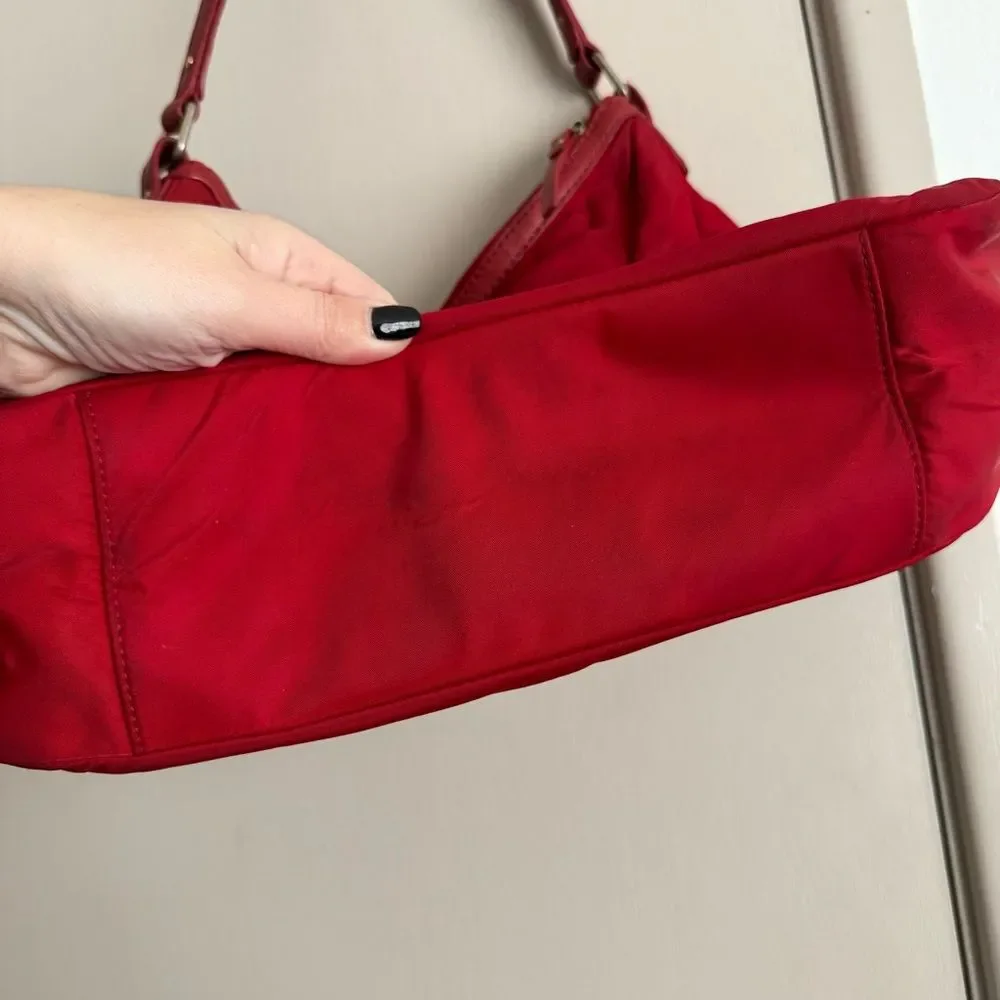 Kate Spade New York Red Nylon and Leather Trim Hobo Shoulder Bag